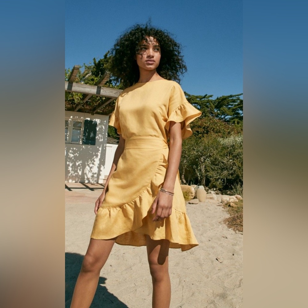 ASTR yellow wrap dress size S